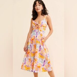 NWT Anthropologie Cecilia Pettersson Tie-Front Midi Dress Size 10